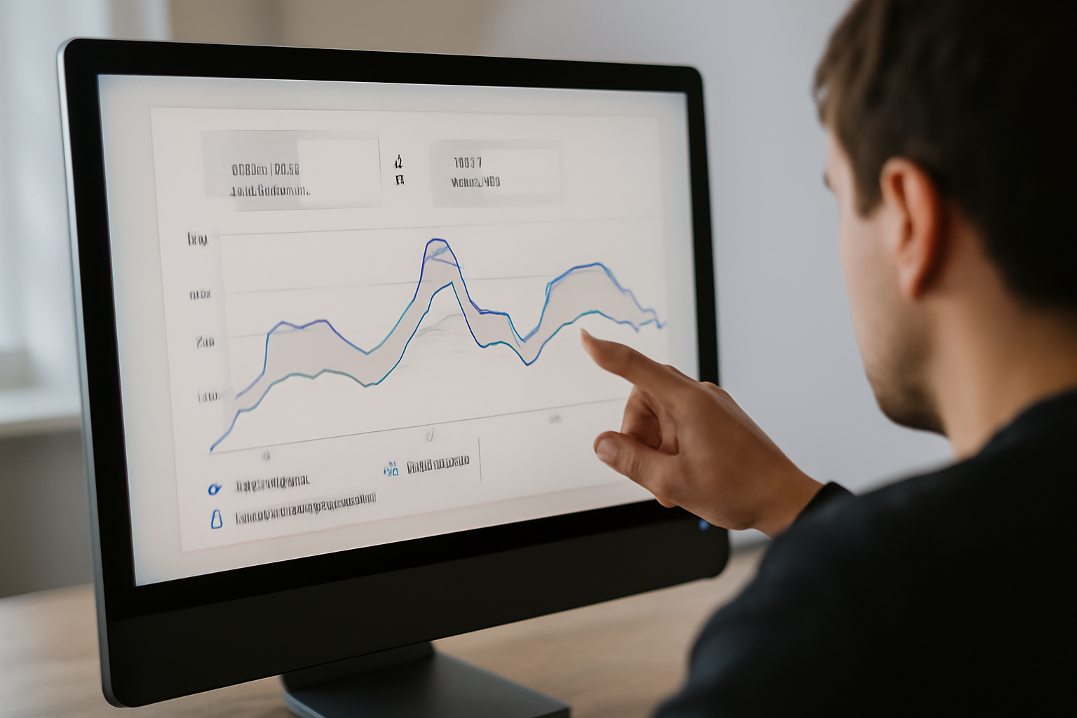 Graphique de suivi de performance locale sur écran avec données de recherche