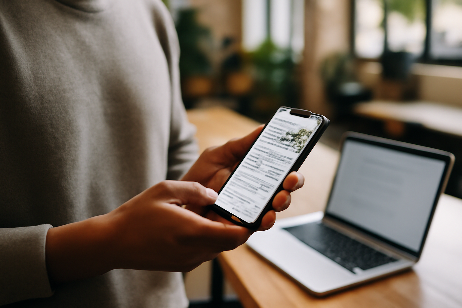 Personne consultant des avis et des informations de localisation sur un smartphone pour optimiser une fiche Google Business Profile