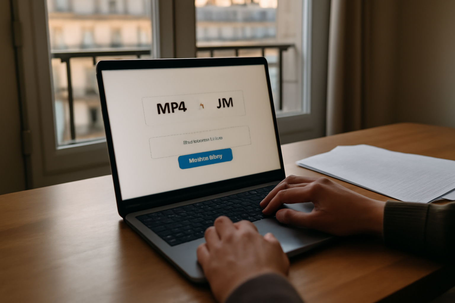 convertisseur video mp4 vers avi en ligne sur écran avec fichier MP4 et bouton de conversion