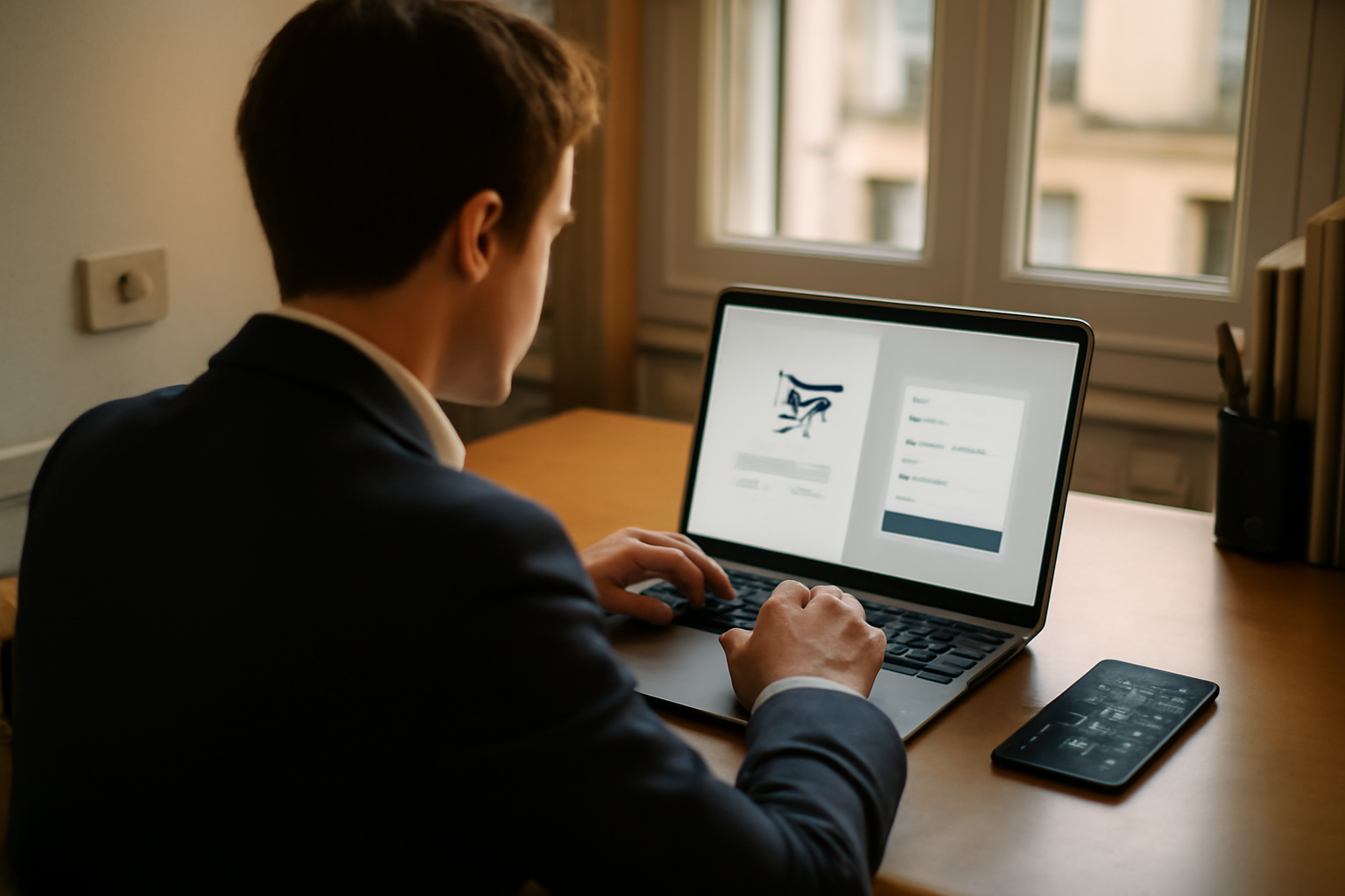 e commerce définition simple : photo réaliste d’une personne devant un ordinateur avec panier et paiement en ligne