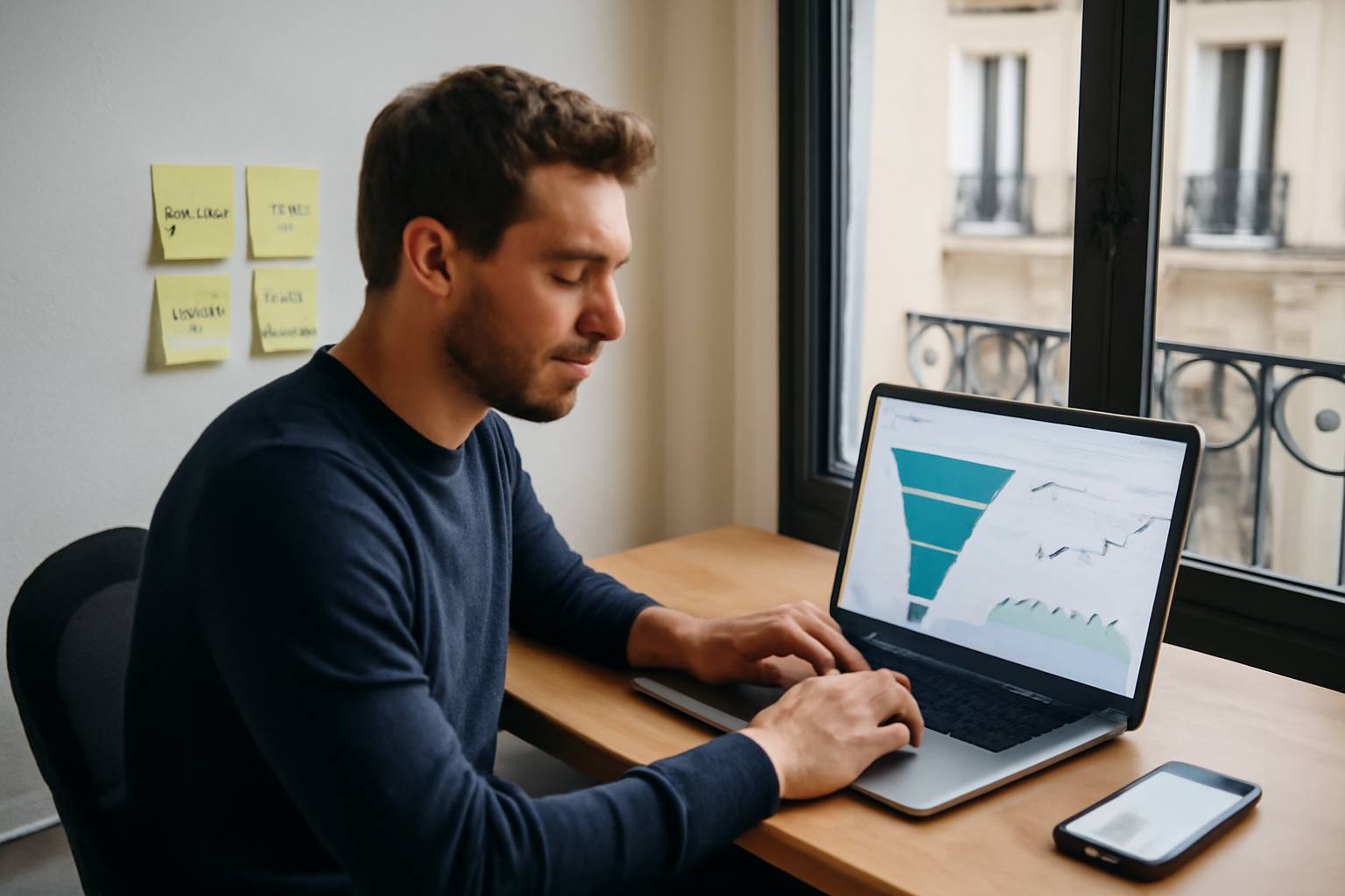 growth marketer analysant un funnel sur un écran en France