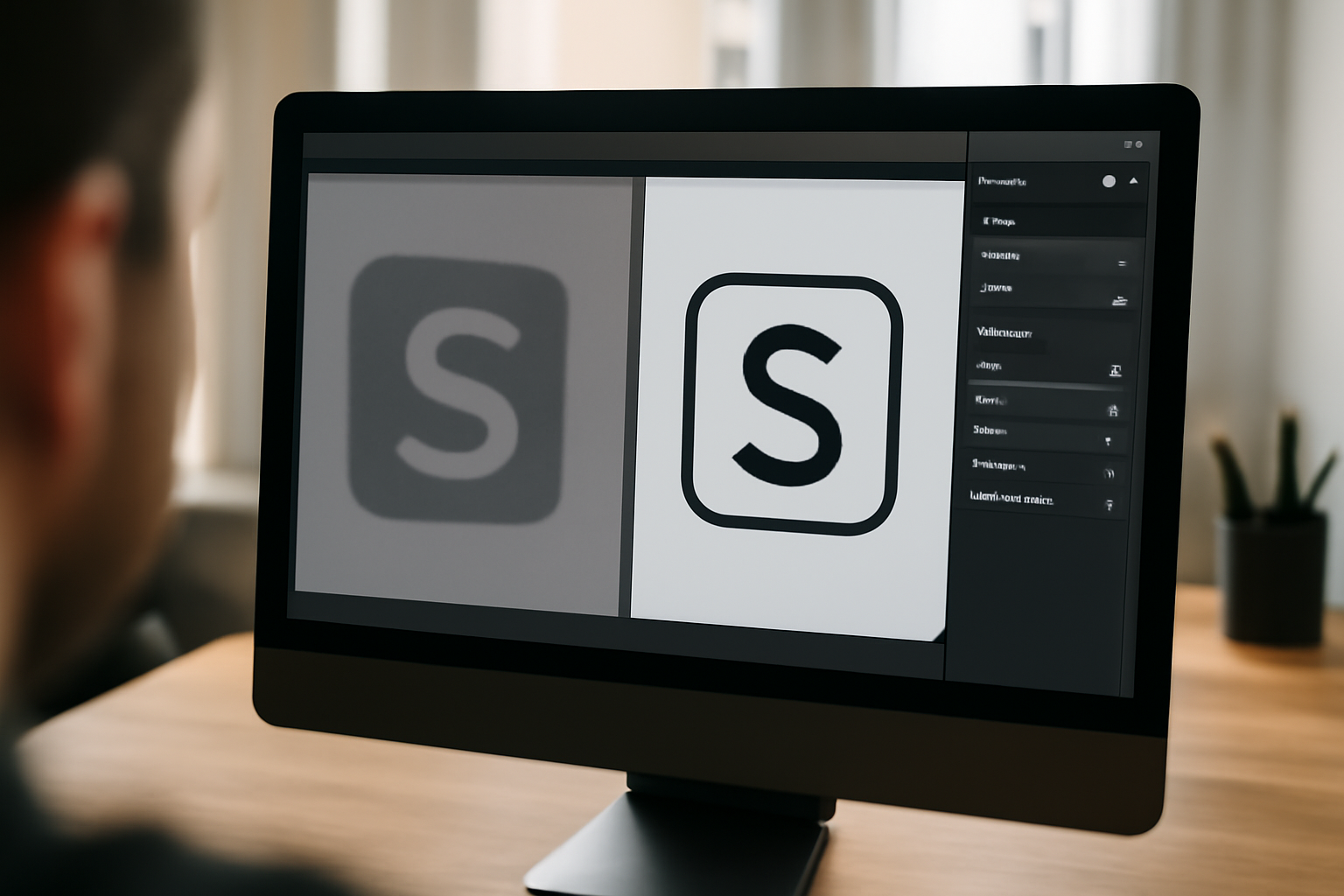 Avant et après : contraste renforcé et bruit réduit sur une image destinée à l'image to svg