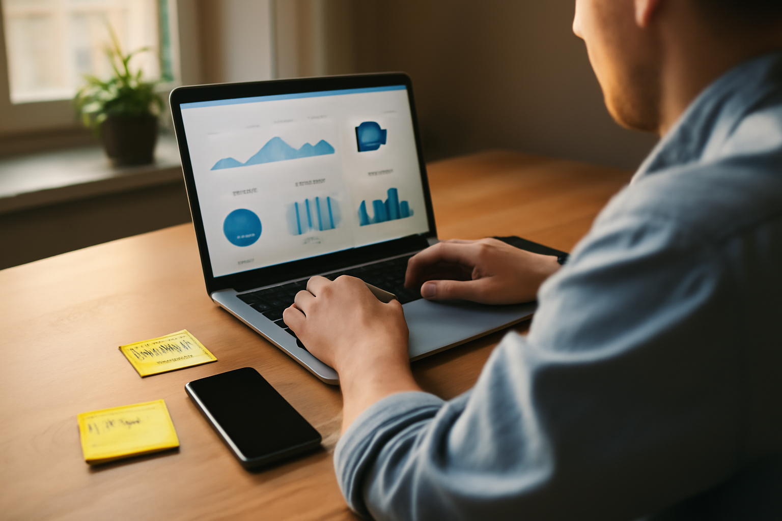 trouver des backlinks en France : analyse sur ordinateur dans un bureau avec documents et smartphone