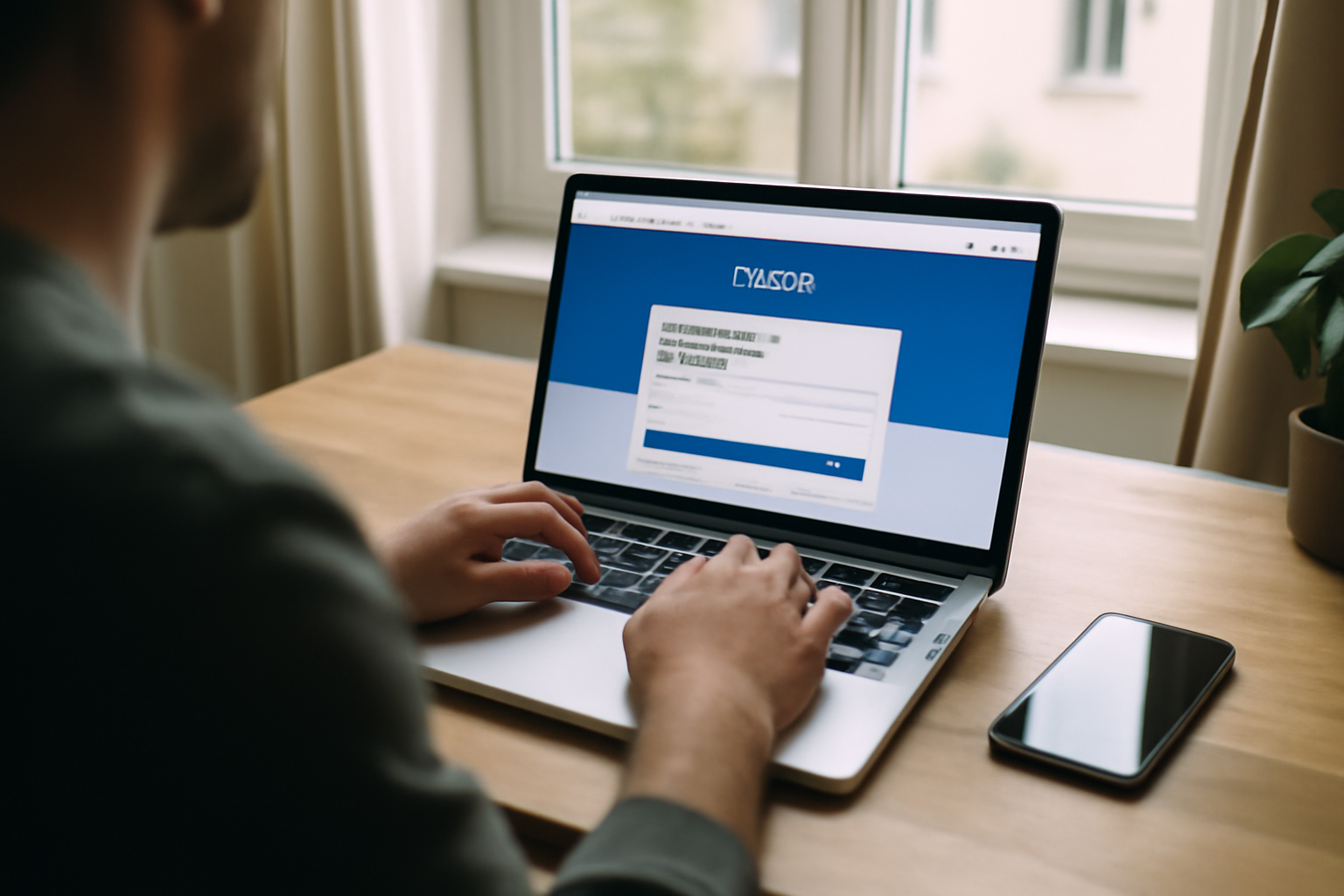Connexion au webmail 1 1 sur un ordinateur portable avec page IONOS/1&1, lumière naturelle