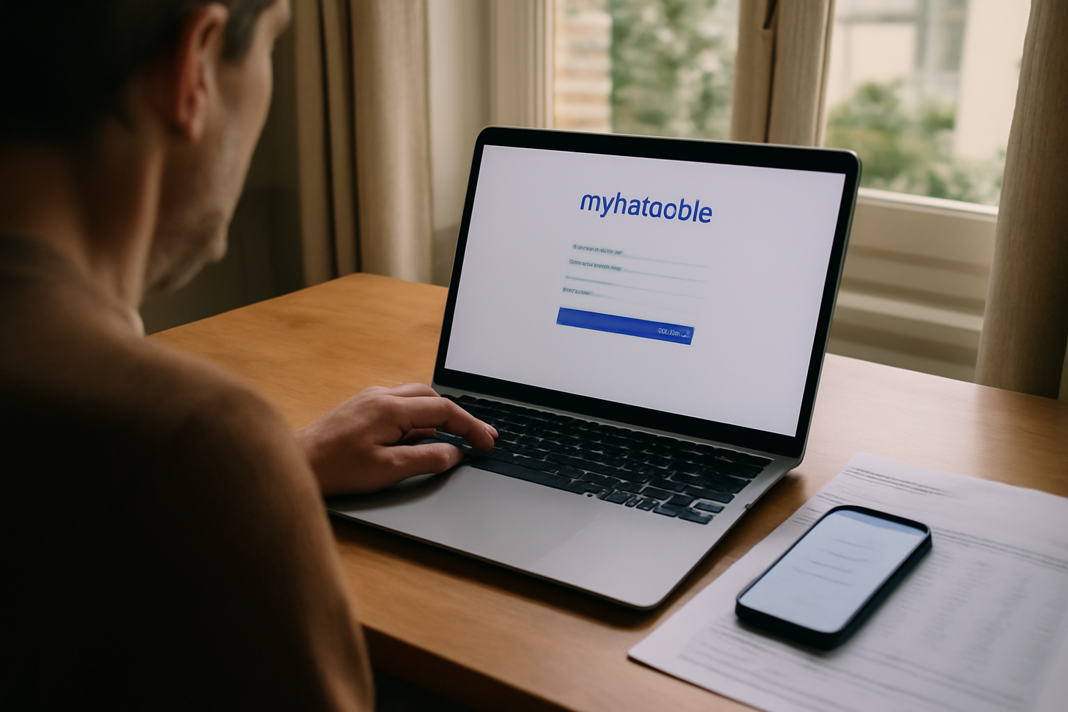 Connexion au people doc coffre fort sur un ordinateur portable, écran de connexion MyPeopleDoc