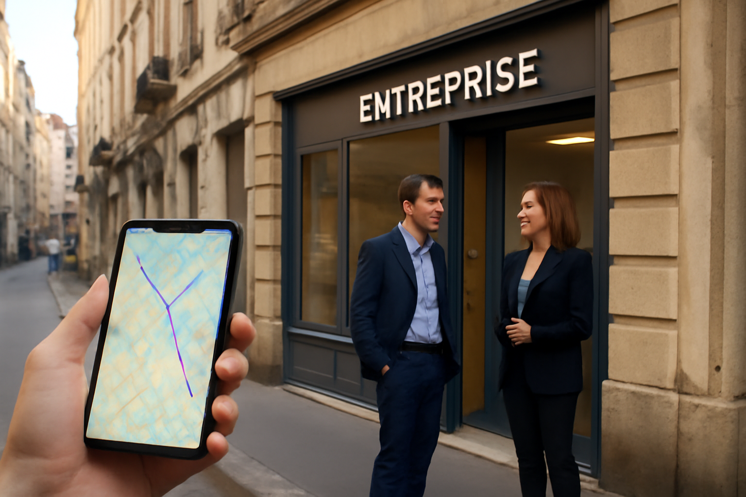 marketing local devant une vitrine à Lyon