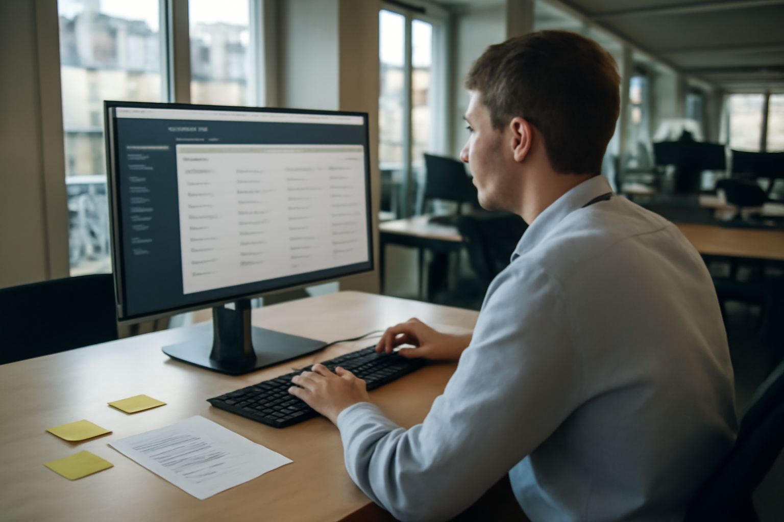 Nom de domaine SEO sur un écran d’ordinateur dans un bureau à Paris