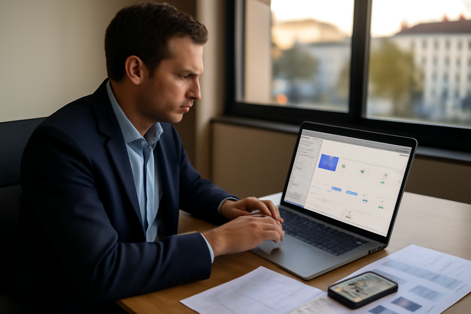 visibilité google : consultant vérifiant Google Search Console sur ordinateur