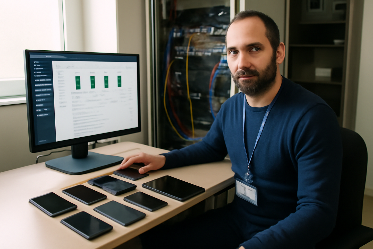 what is mdm : un administrateur IT gère des smartphones et tablettes depuis une console de supervision