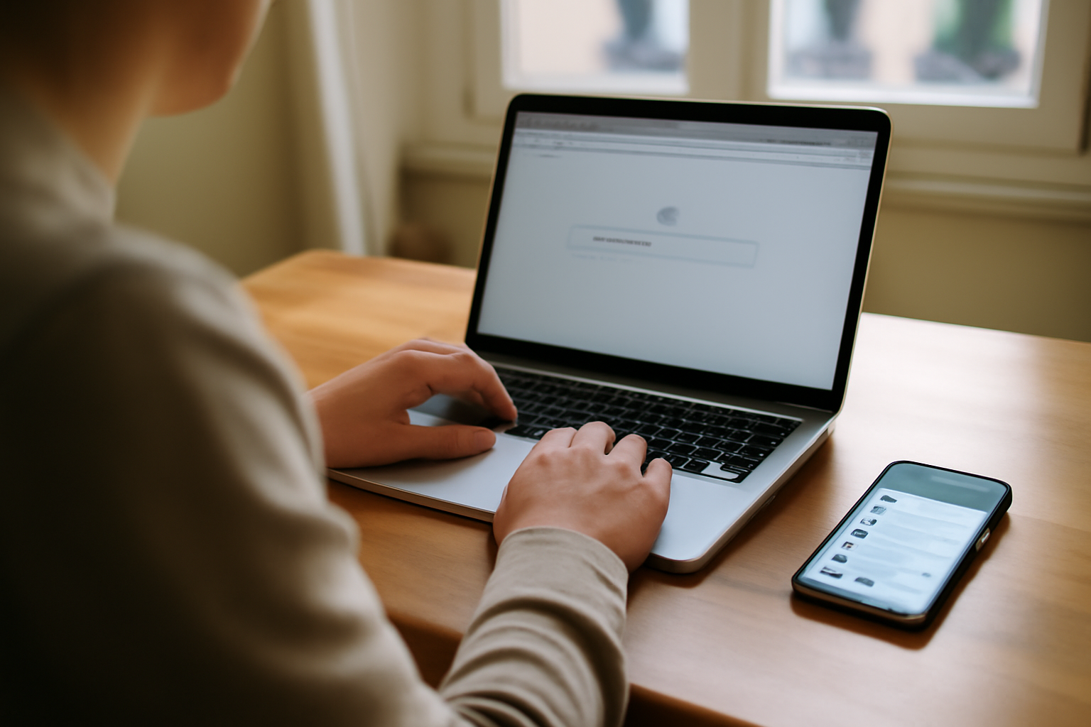 Connexion aol mail sur ordinateur avec navigateur sécurisé et téléphone à côté