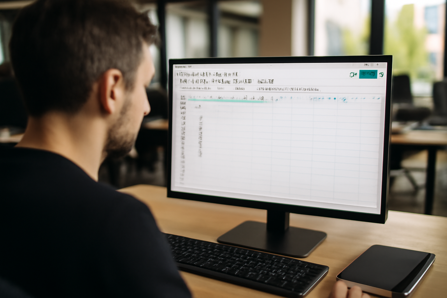 query google sheet example sur un écran de Google Sheets avec une formule QUERY visible, bureau en France, lumière naturelle