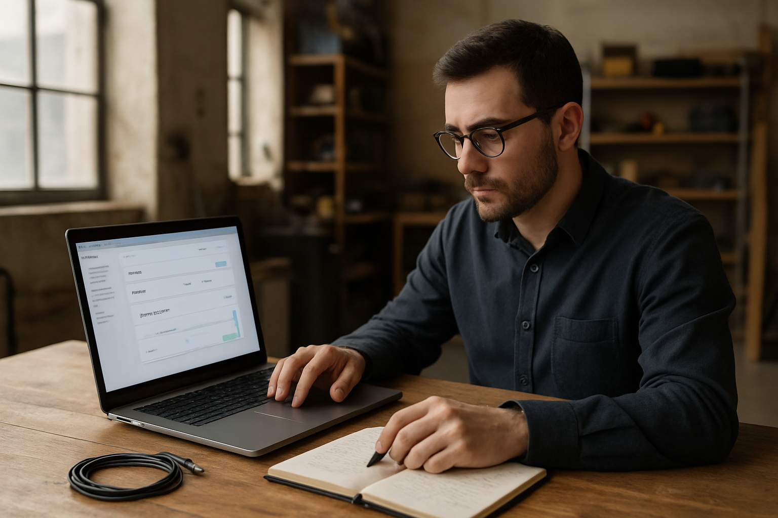Technicien vérifiant un écran d’hébergement web gratuit et les paramètres HTTPS sur un ordinateur portable en France