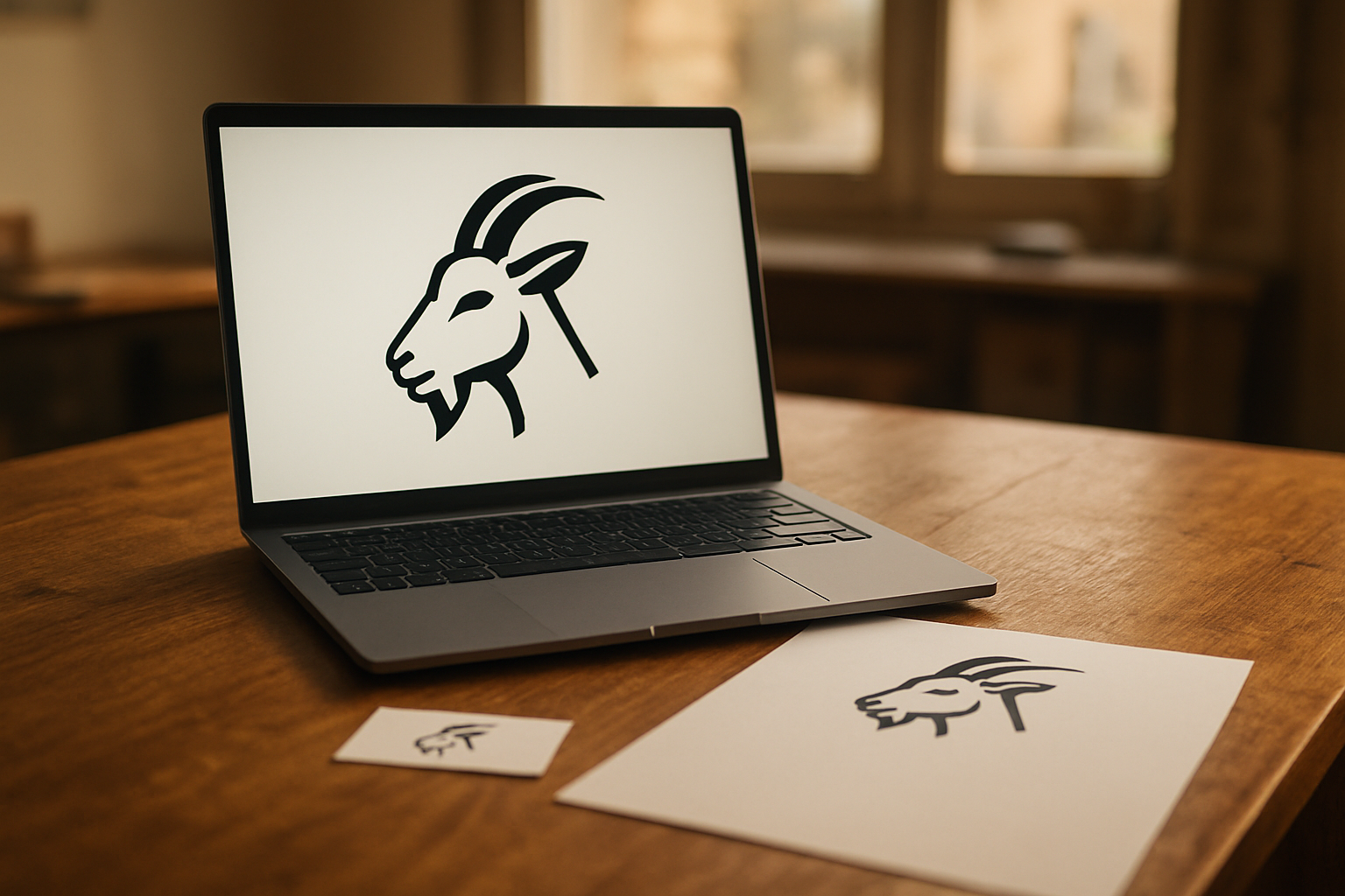 Logo de chèvre professionnel sur papier à en-tête, format vectoriel, atelier graphique