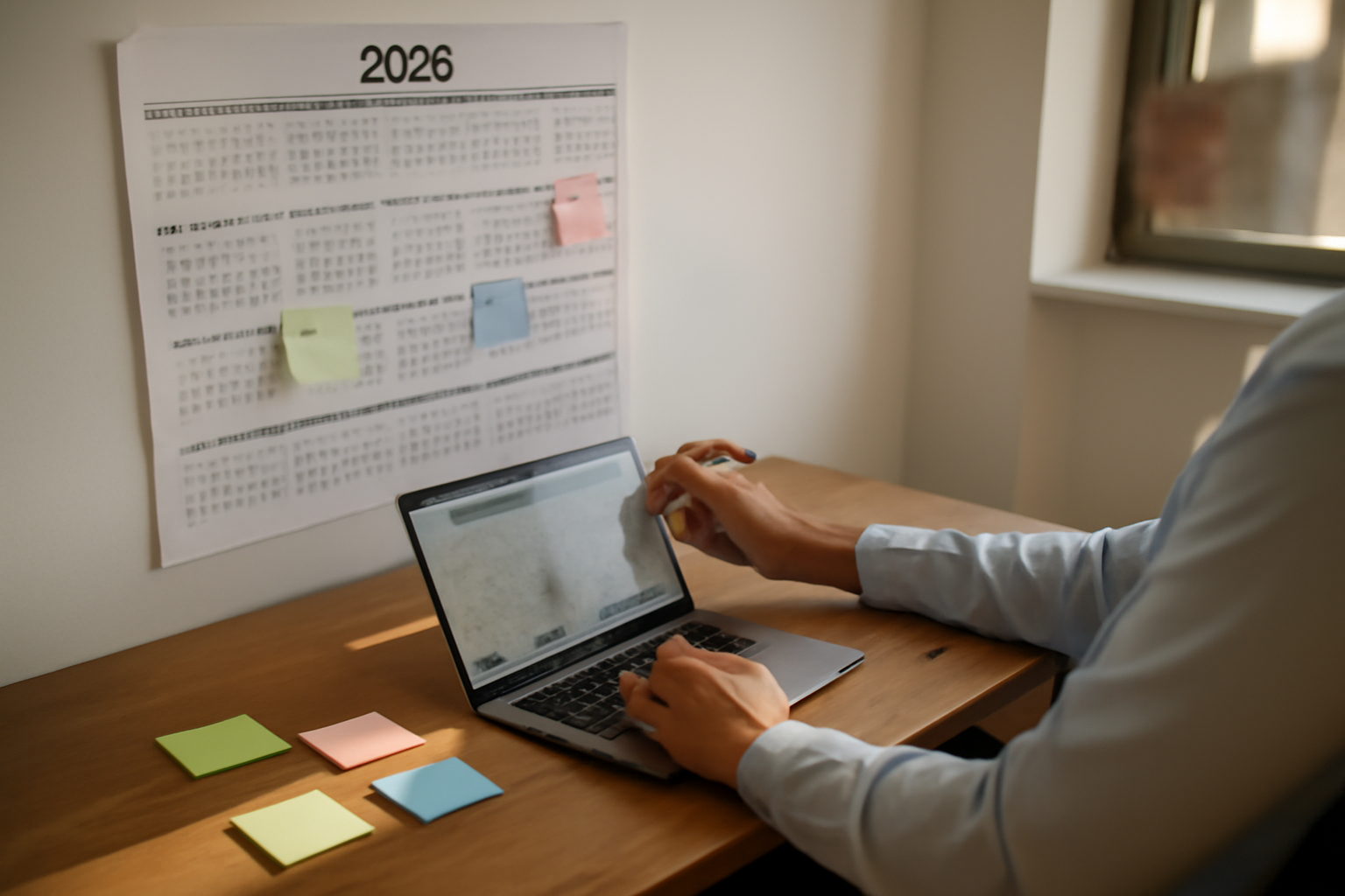 calendrier papier et post-it pour préparer les dates clés du marronnier 2025