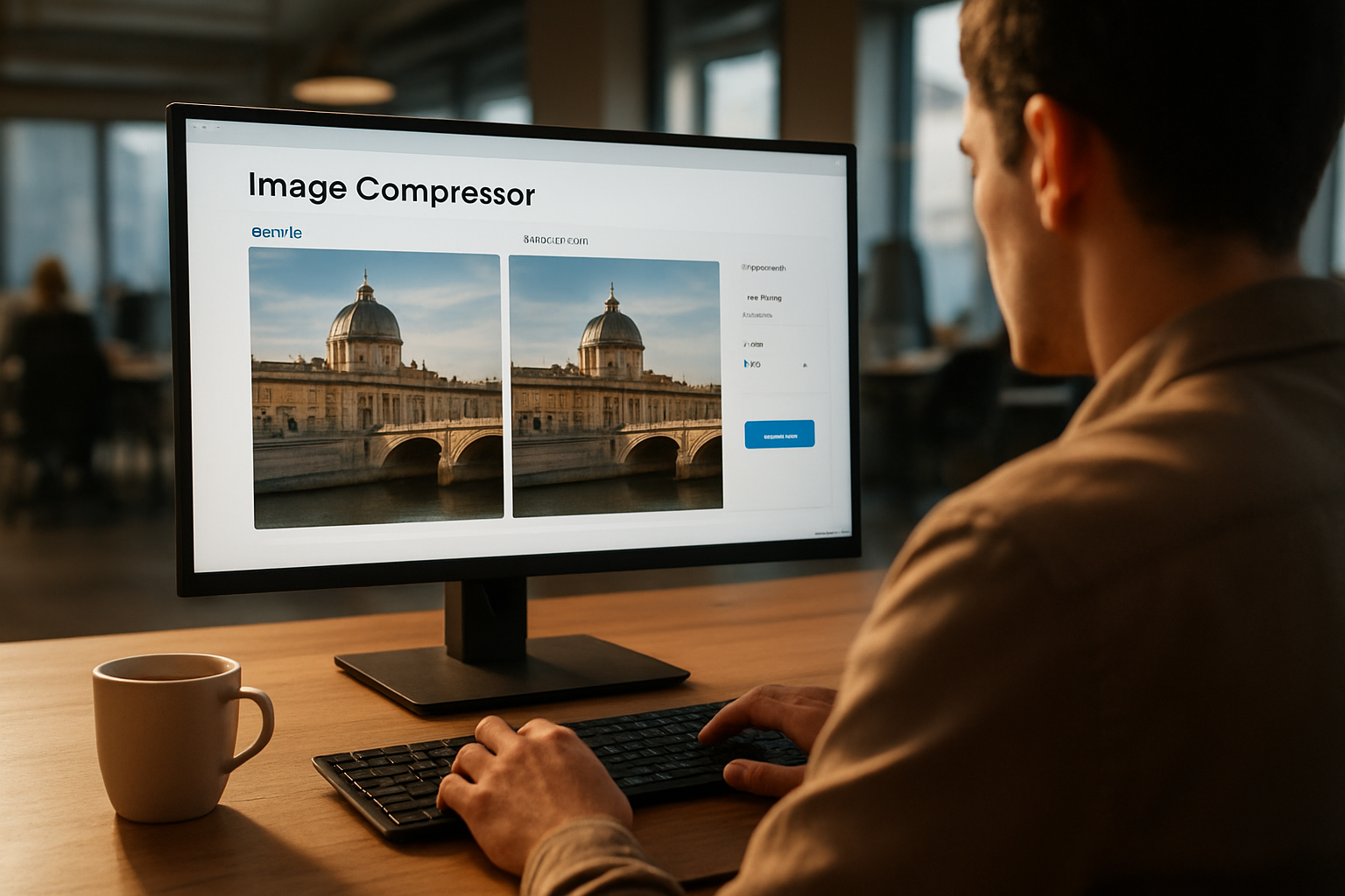 Compression de photos JPG en ligne : aperçu avant/après sur un ordinateur en France